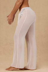 Hydra-Tie-Front Wide-Leg Trousers in White