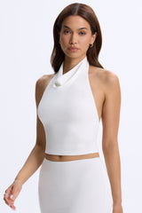 Mara-Cowl-Neck Open-Back Top in White