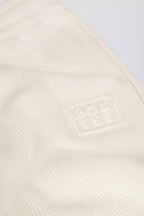 Ribbed-Knit Wide-Leg Joggers in Ivory