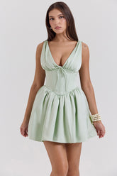 Pistachio Satin Mini Dress