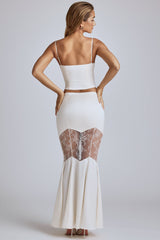 Sofie-Lace Panel Fishtail Gown Skirt in Ivory