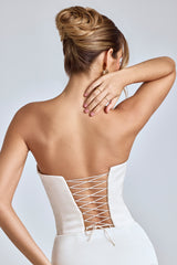 Effie-Strapless Lace-Up Satin Corset in Ivory