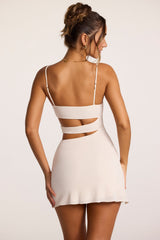 Azzurra-Textured Jersey Cut-Out A-Line Mini Dress in Ivory