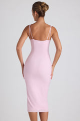 Theodora-Button-Detail Midaxi Dress in Soft Pink