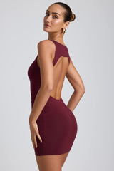 Coa-Modal High-Neck Open-Back Mini Dress in Plum