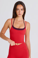 Soft Active Layered Cropped Tank Top in Strawberry Red