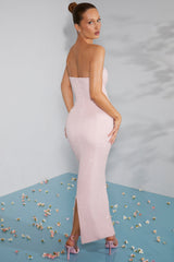 Palermo-Embellished Bandeau Cowl Neck Maxi Dress in Blush