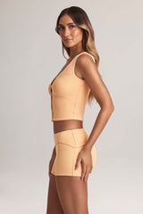 Lene-Modal Ribbed Button-Up Vest Top in Peach