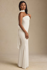 Imogene-Scarf-Detail Strapless Gown in Ivory