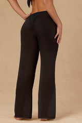 Hydra-Tie-Front Wide-Leg Trousers in Black