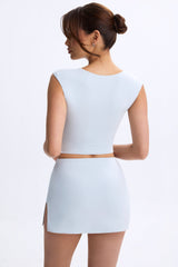 Lyra-Mid-Rise Micro Mini Skirt in Dusty Blue