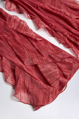 Felicity-Ruffled Mid-Rise Flared Trousers in Red Print