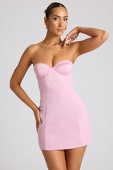 Eliska-Strapless A-Line Mini Dress in Soft Pink