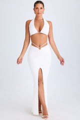 Zweena-Hardware-Detail Mid-Rise Maxi Skirt in White