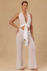 Hydra-Tie-Front Wide-Leg Trousers in White