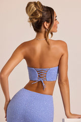 Loire-Embellished Strapless Corset Top in Powder Blue