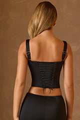 Hannie-Lace-Up Corset Top in Black