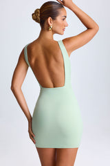 Valetta-Draped Open-Back Mini Dress in Green