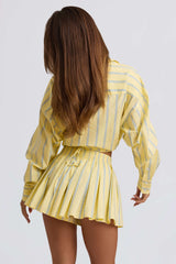Multiway Cropped Cotton-Poplin Shirt in Yellow Stripe