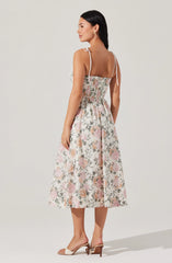 Sariah Pleated Eyelet Midi Dress