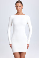 Lyla-Open-Back Bodycon Mini Dress in White