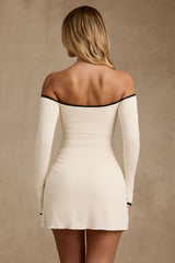 Stasia-Modal Off-Shoulder A-Line Mini Dress in Ivory