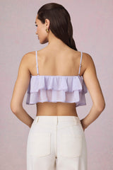 Lacie-Ruffled Cropped Camisole Top in Lilac