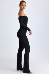 Dilnaz-Modal Off-Shoulder Ruched Jumpsuit in Black