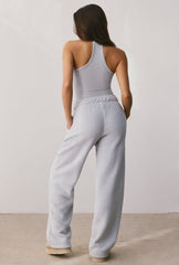 Fleece Wide Leg Joggers in Grey