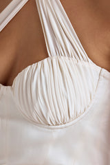 Lisbeth-Cross-Neck A-Line Mini Dress in Ivory
