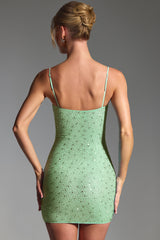 Aellin-Embellished Bodycon Mini Dress in Pistachio