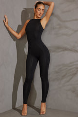 Vida-Racer Neck Jumpsuit in Black