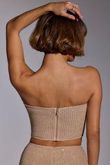 Odetta-Embellished Strapless Crop Top in Gold