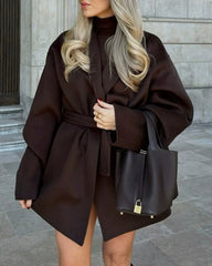 Coffee Belted Shawl Coat