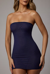 Intimates-Soft Mesh Mini Slip Dress in Navy