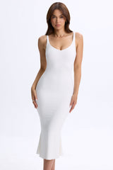 Lois-Plunge Open-Back Midaxi Dress in White
