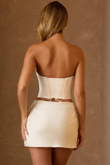 Kimi-Draped Mid-Rise Mini Skirt in Ivory