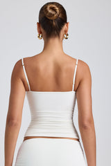 Esme-Modal Ruched Layered Tank Top in White