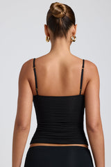 Esme-Modal Ruched Layered Tank Top in Black