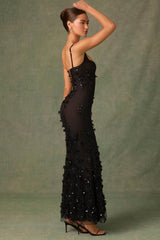 Vasanta-Embellished Fishtail Corset Gown in Black