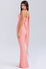 Peach Fluted Hem Maxi Skirt