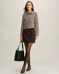 Coffee Natural Waisted A-Line Mini Skirt