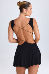 Kalista-Plunge Cut-Out Mini Dress in Black