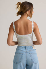 Jolla-Modal Square-Neck Bodysuit in Blue Yellow Stripe