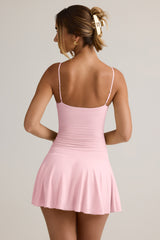 Kelbie-Modal Ruched A-Line Mini Dress in Baby Pink
