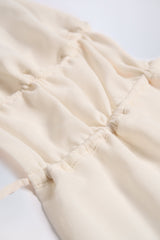 Larisa-Cut-Out Semi-Sheer Ruched Halterneck Crop Top in Ivory