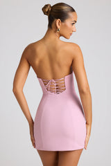 Eliska-Strapless A-Line Mini Dress in Soft Pink