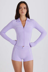 Soft Active Contrast Zip-Up Jacket in Lilac