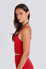 Soft Active Layered Cropped Tank Top in Strawberry Red