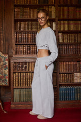 Wide-Leg Joggers in Grey Marl